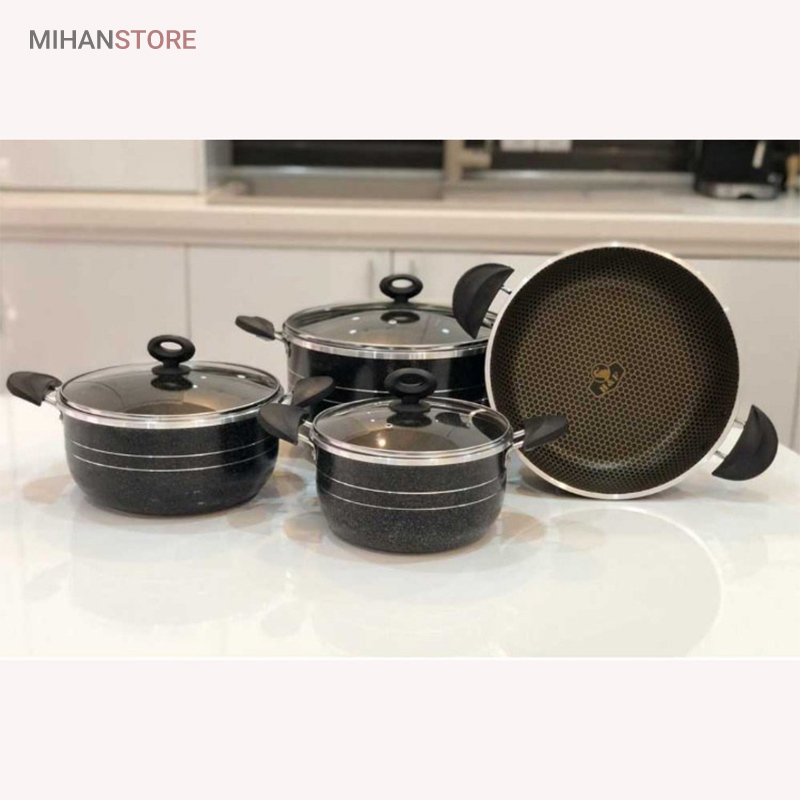 سرویس قابلمه و تابه لانه زنبوری 7 پارچه 